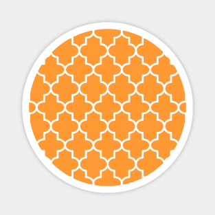 Deep Saffron Moroccan Quatrefoil Lattice Tile Pattern Magnet